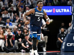 爱德华兹近五场比赛场均贡献37.2分，真实命中率高达70%！