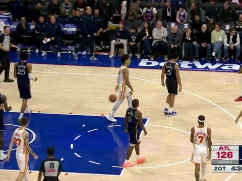 NBA常规赛：老鹰vs费城76人加时赛2英文原声回放