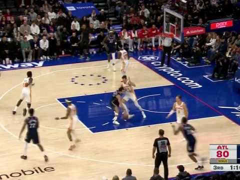 NBA常规赛：老鹰vs76人第3节英文原声回放