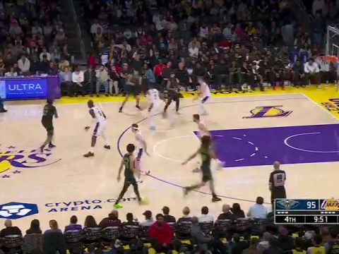 NBA常规赛：鹈鹕vs湖人第4节英文原声回放