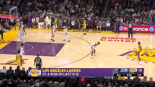 【NBA录像回放】灰熊vs湖人第4节 詹姆斯恐怖钉板大帽