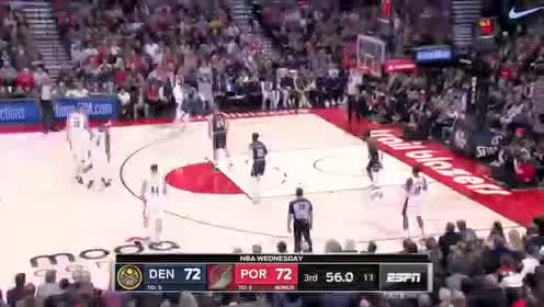 【NBA录像回放】掘金vs开拓者第3节 利拉德超远后撤步三分