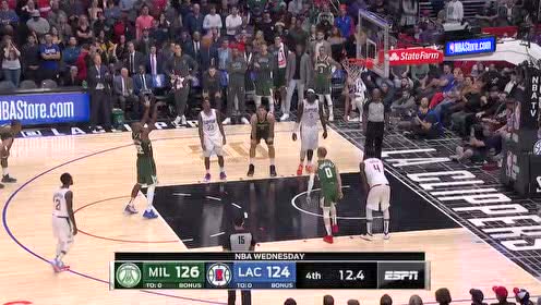 【NBA录像回放】雄鹿vs快船第4节 字母哥扼杀路威扳平希望