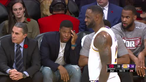 【NBA集锦】贴心詹上线！詹姆斯关心洛瑞手指伤场边寒暄一波