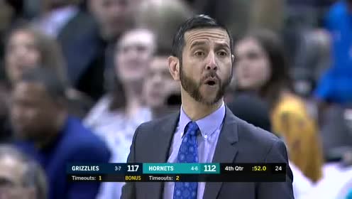 【NBA录像回放】灰熊vs黄蜂第4节 莫兰特关键上篮杀死比赛