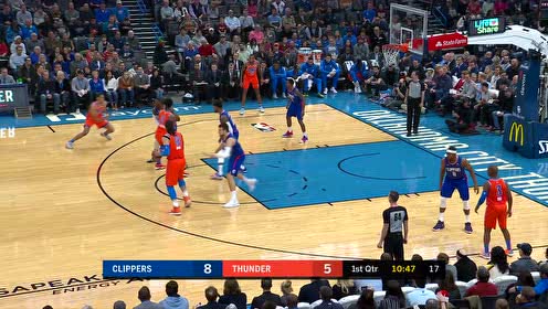 【NBA录像回放】快船vs雷霆第1节 乔治两记三分诺埃尔补扣空接