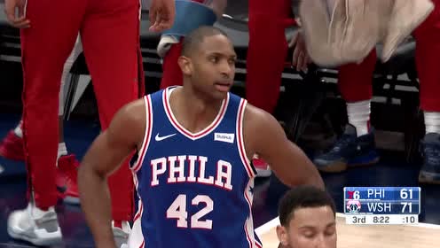 【NBA录像回放】费城vs奇才第3节 布朗助飞马辛米双臂炸筐