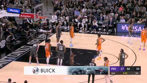 【NBA录像回放】太阳vs马刺第2节 德罗赞暴力补扣