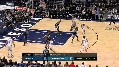 【NBA集锦】亚历山大吸引双人围堵送妙传 亚当斯轻松吃饼单臂劈扣