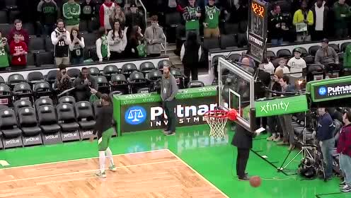【NBA集锦】聪明哥赛前训练耍宝 斯玛特背身地对空飞弹命中三分