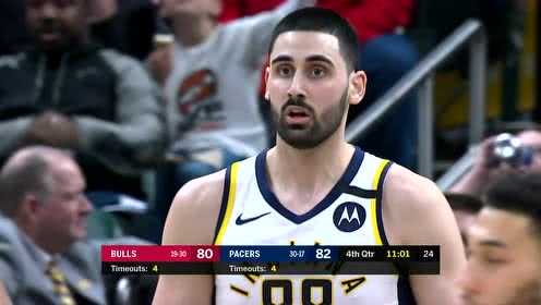 【NBA录像回放】公牛vs步行者第4节 奥拉迪波关键超远三分打平续赛
