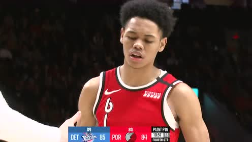 【NBA录像回放】活塞vs开拓者第4节 CJ甜瓜统治比赛翻盘