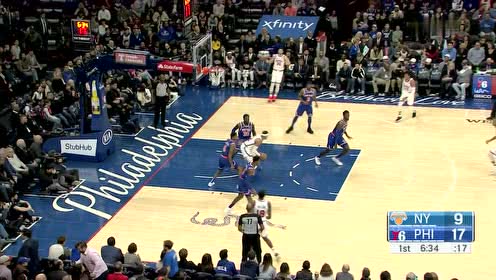 【NBA集锦】哈里斯避实就虚 赛布尔跟进接球暴力重扣