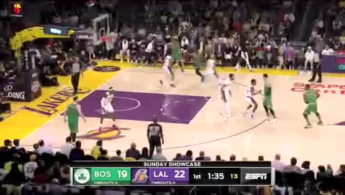 【NBA录像回放】凯尔特人vs湖人第1节  麦基篮下吃饼空接暴扣