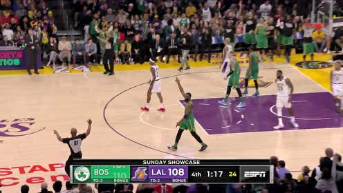 【NBA集锦】沃克看了也激动 布朗底角出手命中关键三分