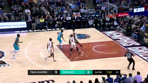 【NBA集锦】灰熊双鬼拍门血帽瓜哥 莫兰特戏耍开拓者整条防线三分助攻