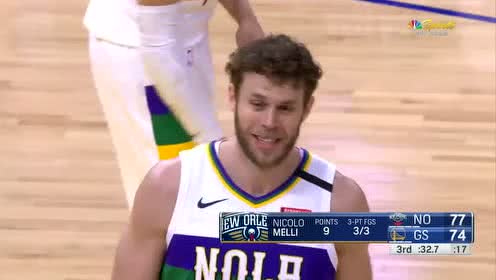 【NBA录像回放】鹈鹕vs勇士第3节 锡安战斧劈扣预定十佳