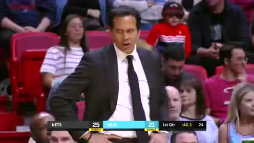 【NBA录像回放】篮网vs热火第1节 巴特勒转身后仰美如画