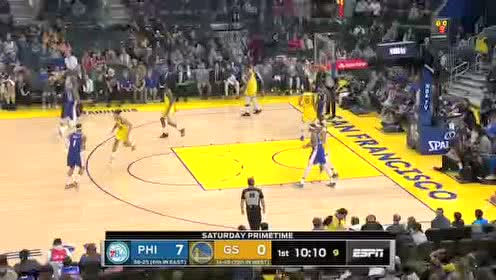 【NBA录像回放】76人vs勇士第1节 霍福德内外开花连拿7分