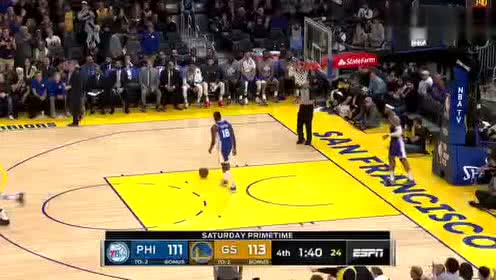 【NBA录像回放】费城vs勇士第4节  克里斯神兵天降关键封盖