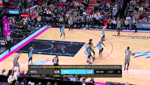 【NBA录像回放】篮网vs热火精华回放 热火7人得分上双送篮网四连败