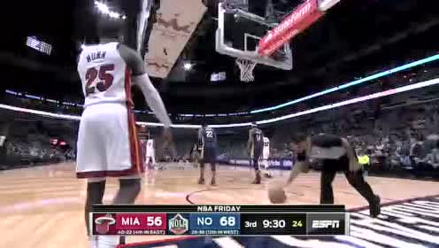 【NBA录像回放】热火vs鹈鹕第3节  英格拉姆突破巴特勒以一敌三暴力扣篮
