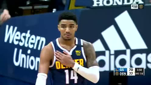 【NBA录像回放】勇士vs掘金第3节 普尔后撤步三分压哨入网