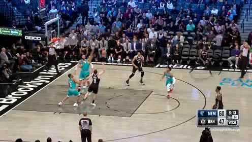 【NBA录像回放】灰熊vs篮网第3节 奇奥萨风骚上篮引爆全场