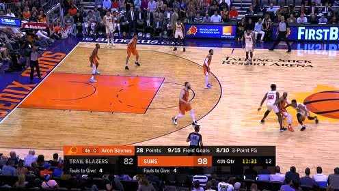 【NBA录像回放】开拓者vs太阳第4节 本恩斯狂砍37分