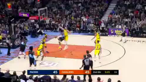【NBA录像回放】步行者vs骑士第2节 奥迪无解跳投连续取分