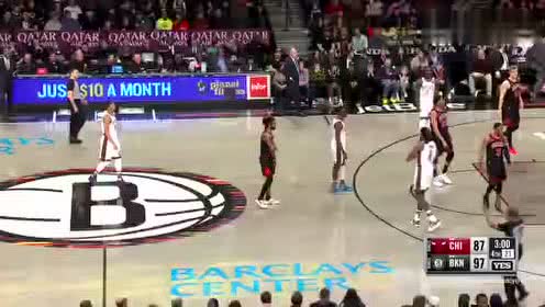 【NBA录像回放】公牛vs篮网第4节 普林斯击地妙传小乔丹暴扣