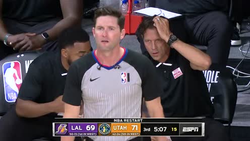 【NBA录像回放】湖人vs爵士第3节 戈贝尔传球重击麦基荣膺五大囧