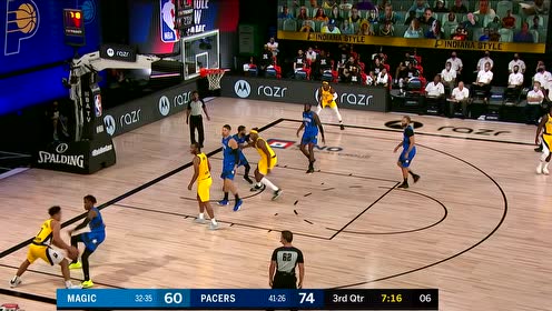 【NBA录像回放】魔术vs步行者第3节 戈登碾压进场暴力炸筐