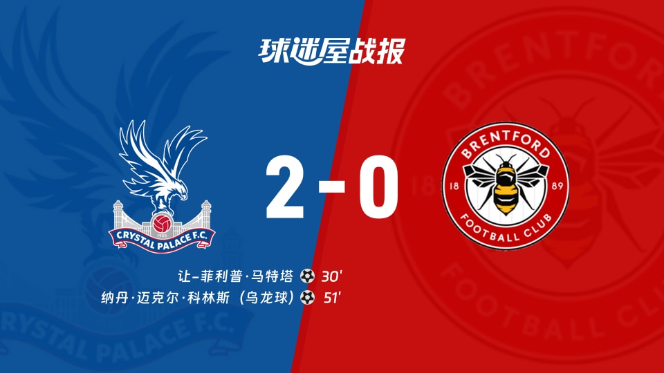 水晶宫vs布伦特福德比赛结果