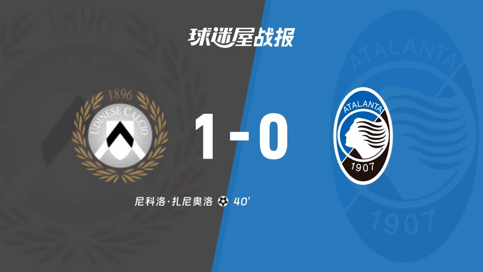 乌迪内斯vs亚特兰大比赛结果