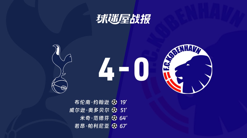热刺vs哥本哈根比赛结果