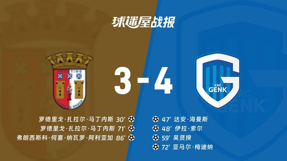 布拉加vs亨克比赛结果