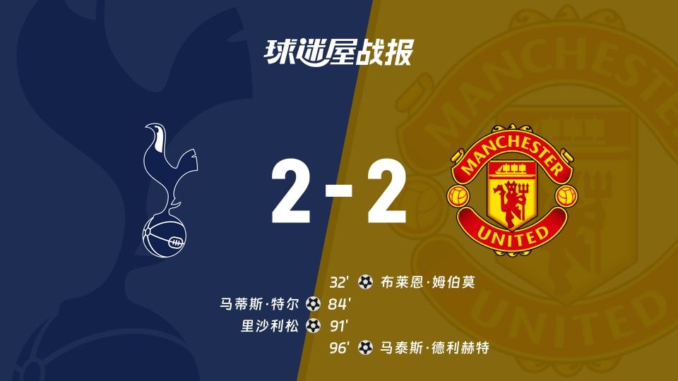 【英超】热刺vs曼联比赛结果：热刺(2-2)曼联比分战报(2025年11月08日)