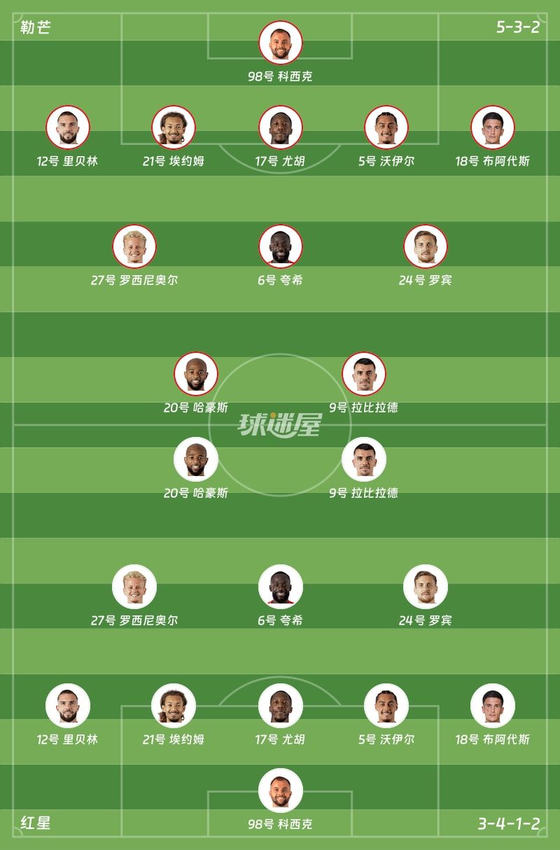 勒芒vs红星首发阵容
