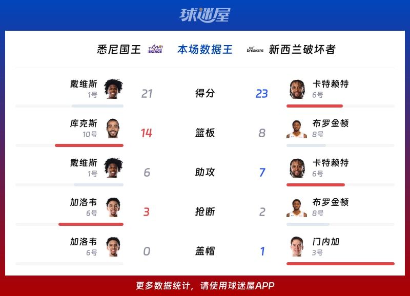 悉尼国王vs新西兰破坏者各项最佳