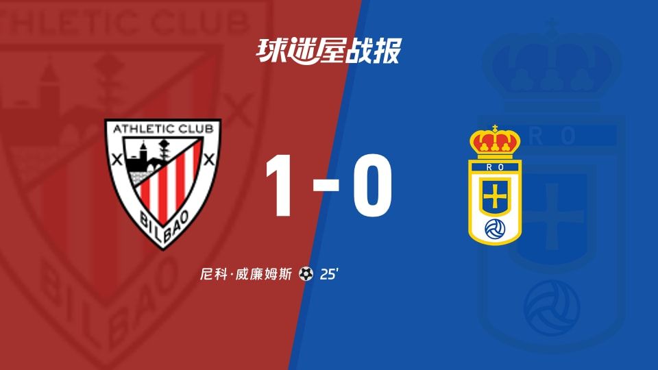 【西甲】毕尔巴鄂vs皇家奥维耶多比赛结果：毕尔巴鄂(1-0)皇家奥维耶多比分战报(2025年11月09日)