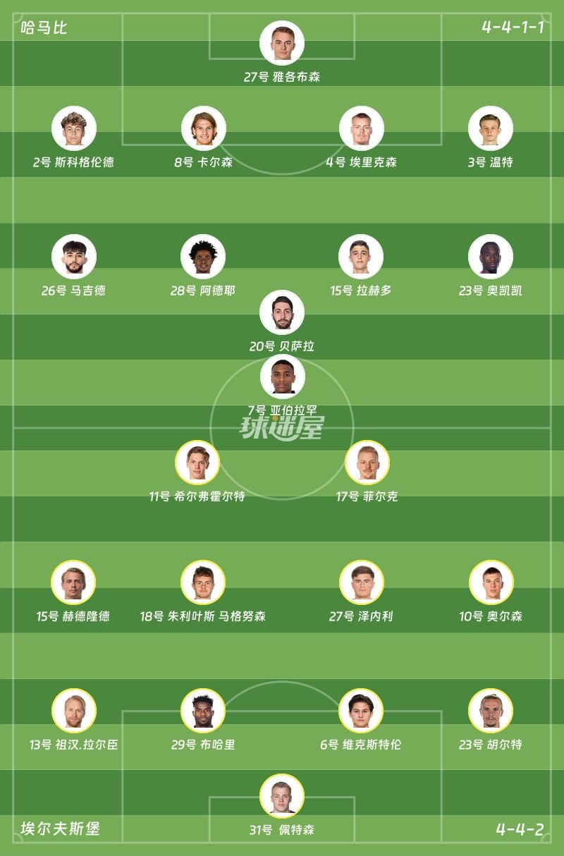 哈马比vs埃尔夫斯堡首发阵容