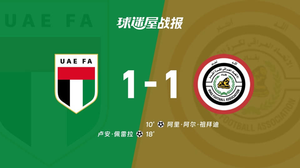 【世亚预】阿联酋vs伊拉克比赛结果：阿联酋(1-1)伊拉克比分战报(2025年11月14日)