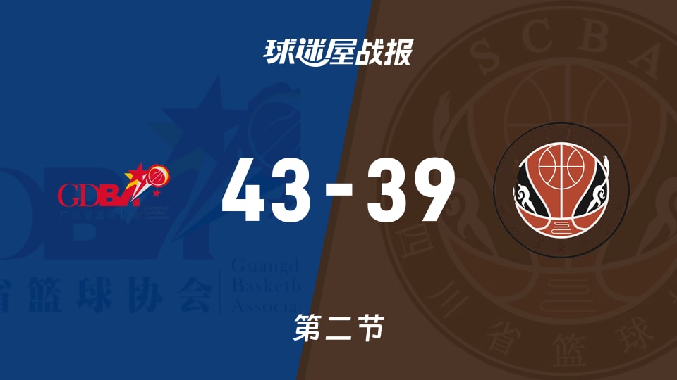 广东女篮vs四川女篮：次节结束，广东女篮43-39四川女篮
