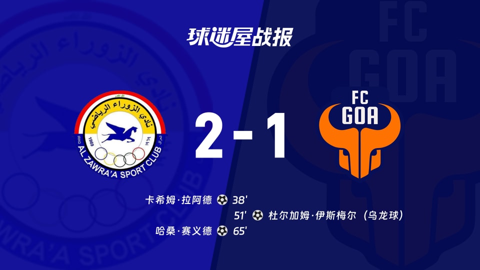 【亚冠二级】扎瓦拉vsFC果阿比赛结果：扎瓦拉(2-1)FC果阿比分战报(2025年11月27日)