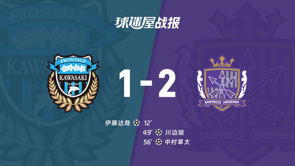 【日职联联赛第37轮】川崎前锋vs广岛三箭比赛结果:川崎前锋(1-2)广岛三箭比分战报(2025年11月30日)