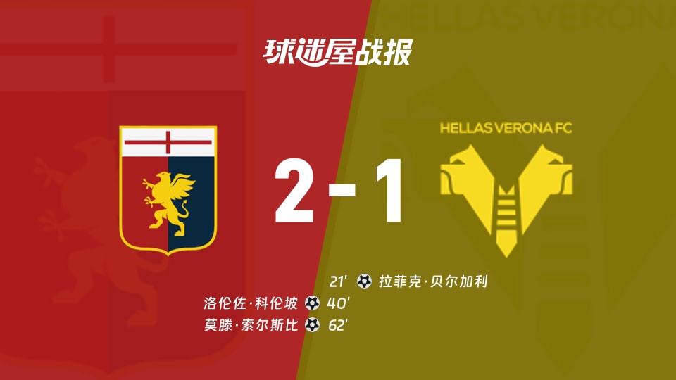 【意甲】热那亚vs维罗纳比赛结果：热那亚(2-1)维罗纳比分战报(2025年11月29日)