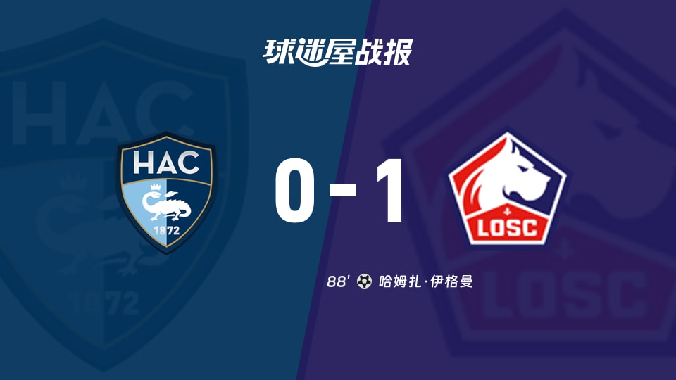 【法甲联赛第14轮】勒阿弗尔vs里尔比赛结果:勒阿弗尔(0-1)里尔比分战报(2025年12月01日)